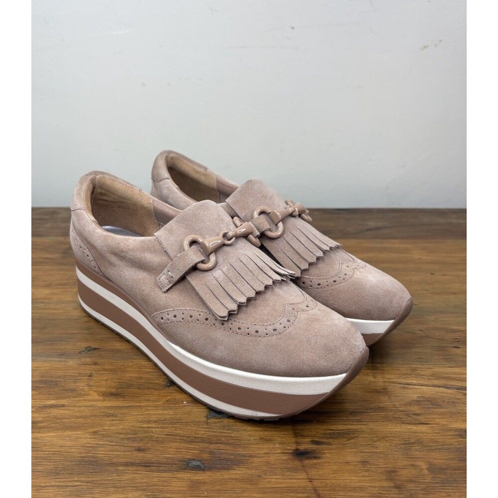 Dolce Vita Jhax Suede Platform Loafer Sneakers Women's Size 10 Almond Taupe